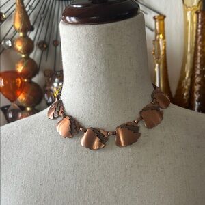 Vintage Copper Leaf Choker Necklace
